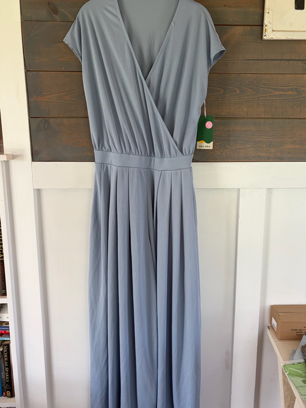 NWT Halara Neck Short Sleeve Pocket Wide Leg Flowy Waffle Jumpsuit Med Petite - Picture 7 of 7